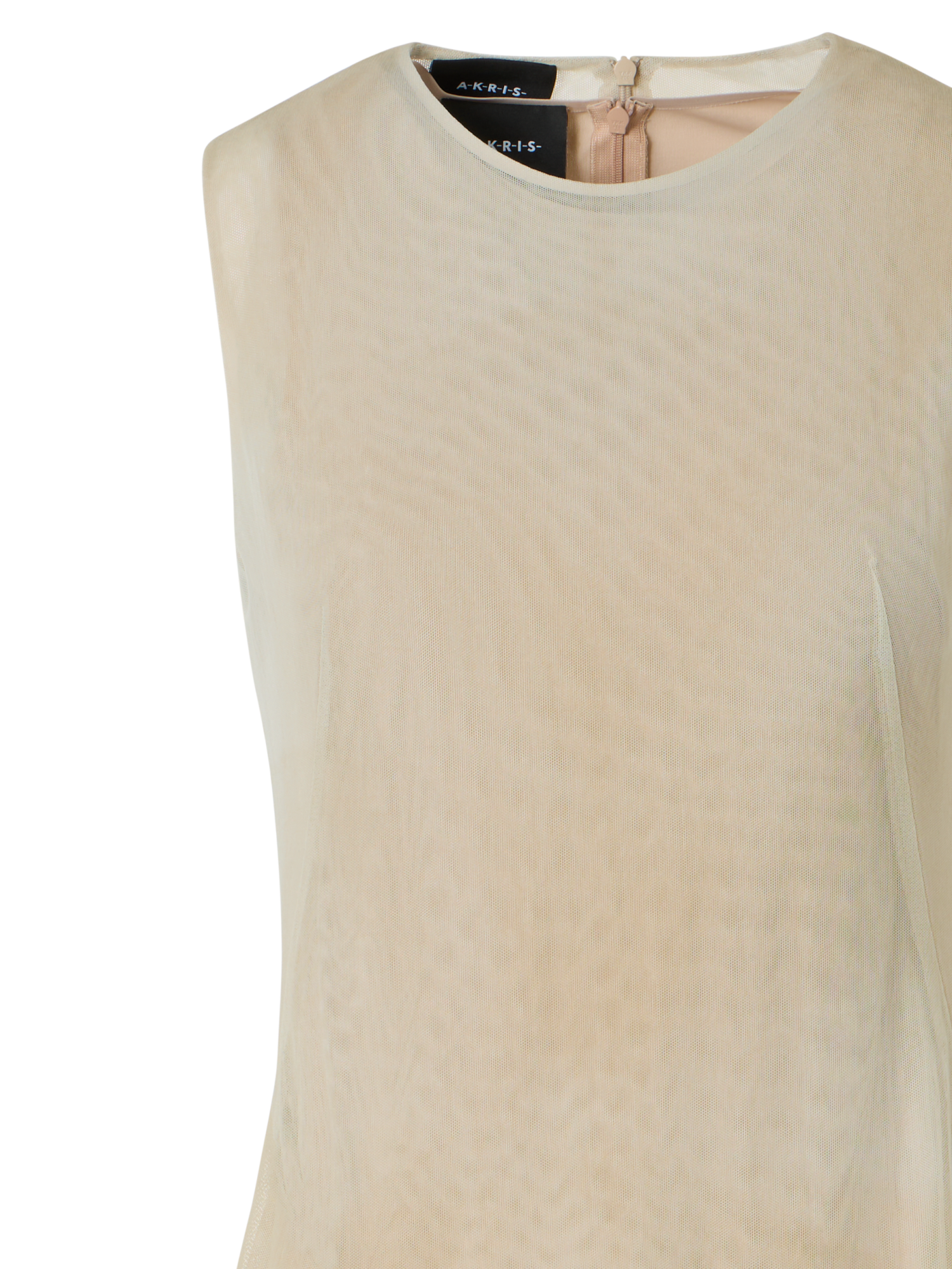 Designer Transparentes Tüll-Kleid mit Chiaroscuro Druck - Beige