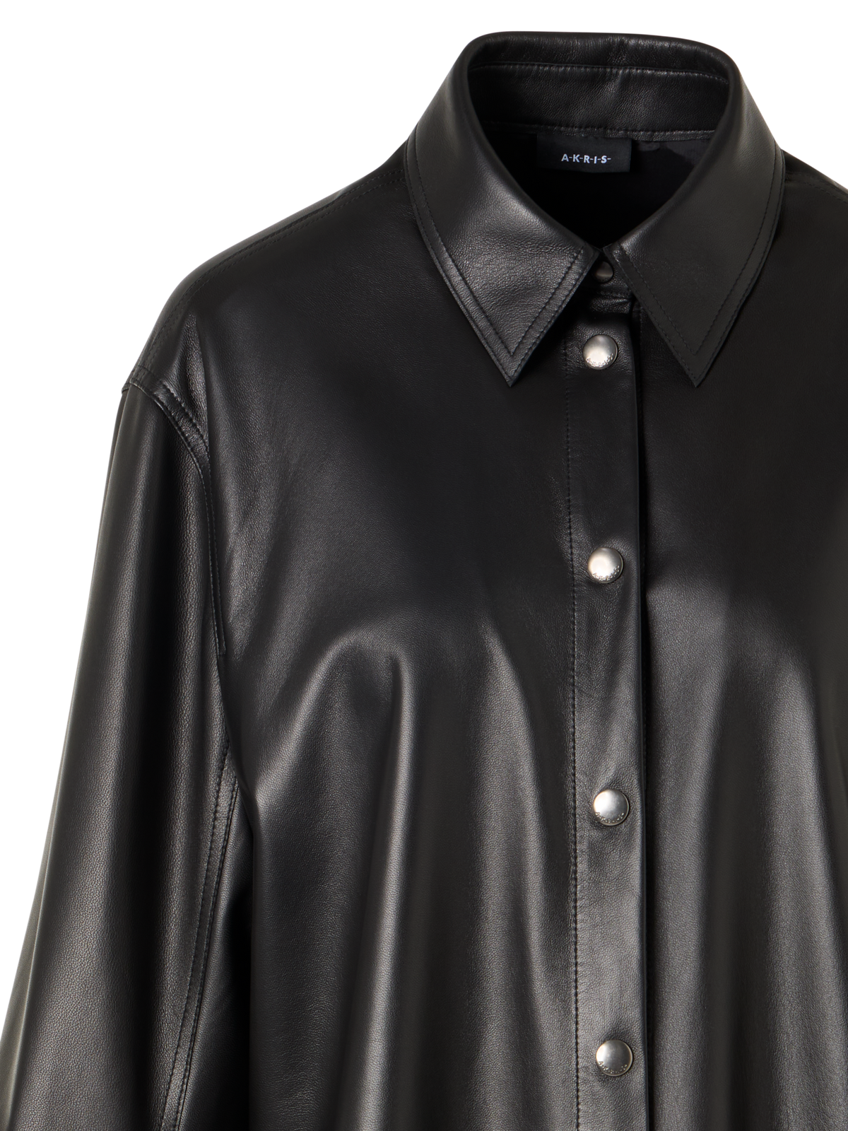 Designer Oversize-Hemd aus Nappaleder - Schwarz