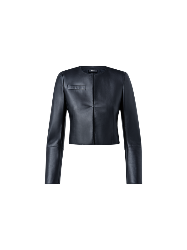 Designer Kurze Lederjacke - Dunkelblau - Blau