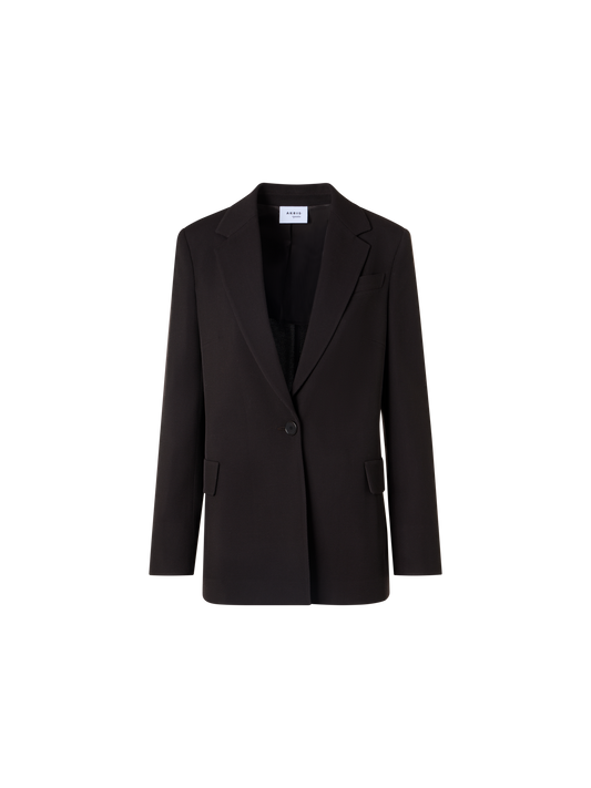 Designer Boyfriend-Blazer aus Woll-Tricotine - Braun