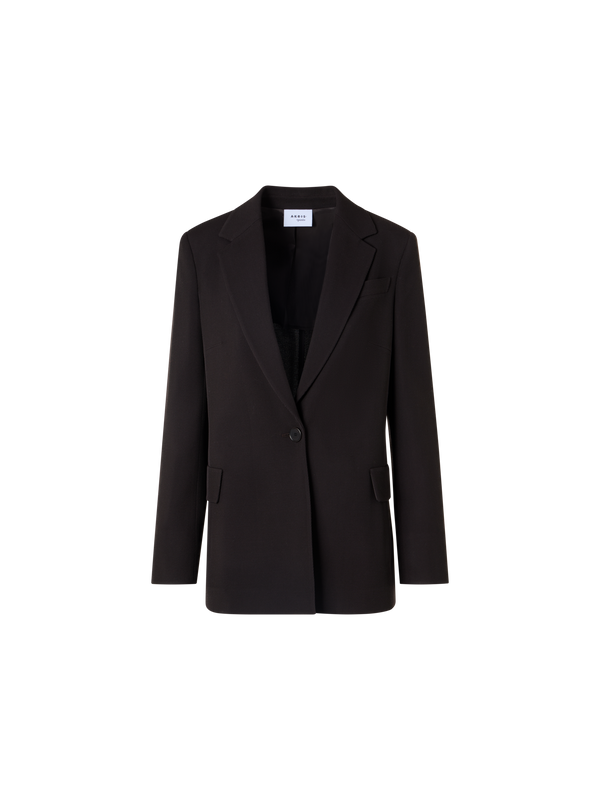 Designer Boyfriend-Blazer aus Woll-Tricotine - Braun