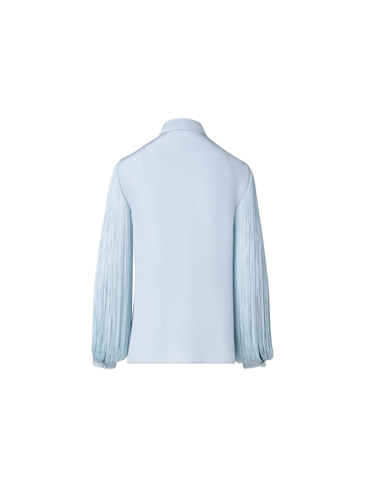 Designer Seidenbluse mit Fransenärmeln - Blau