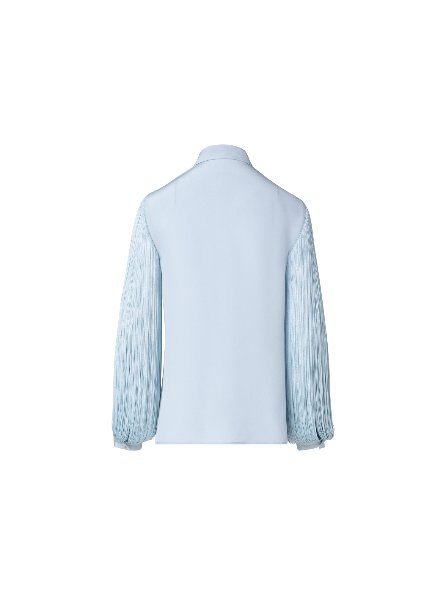 Designer Seidenbluse mit Fransenärmeln - Blau