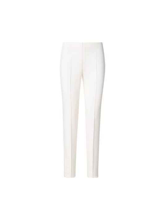 Designer Slim Hose aus Seiden-Stretch-Crêpe - Ecru - Weiss