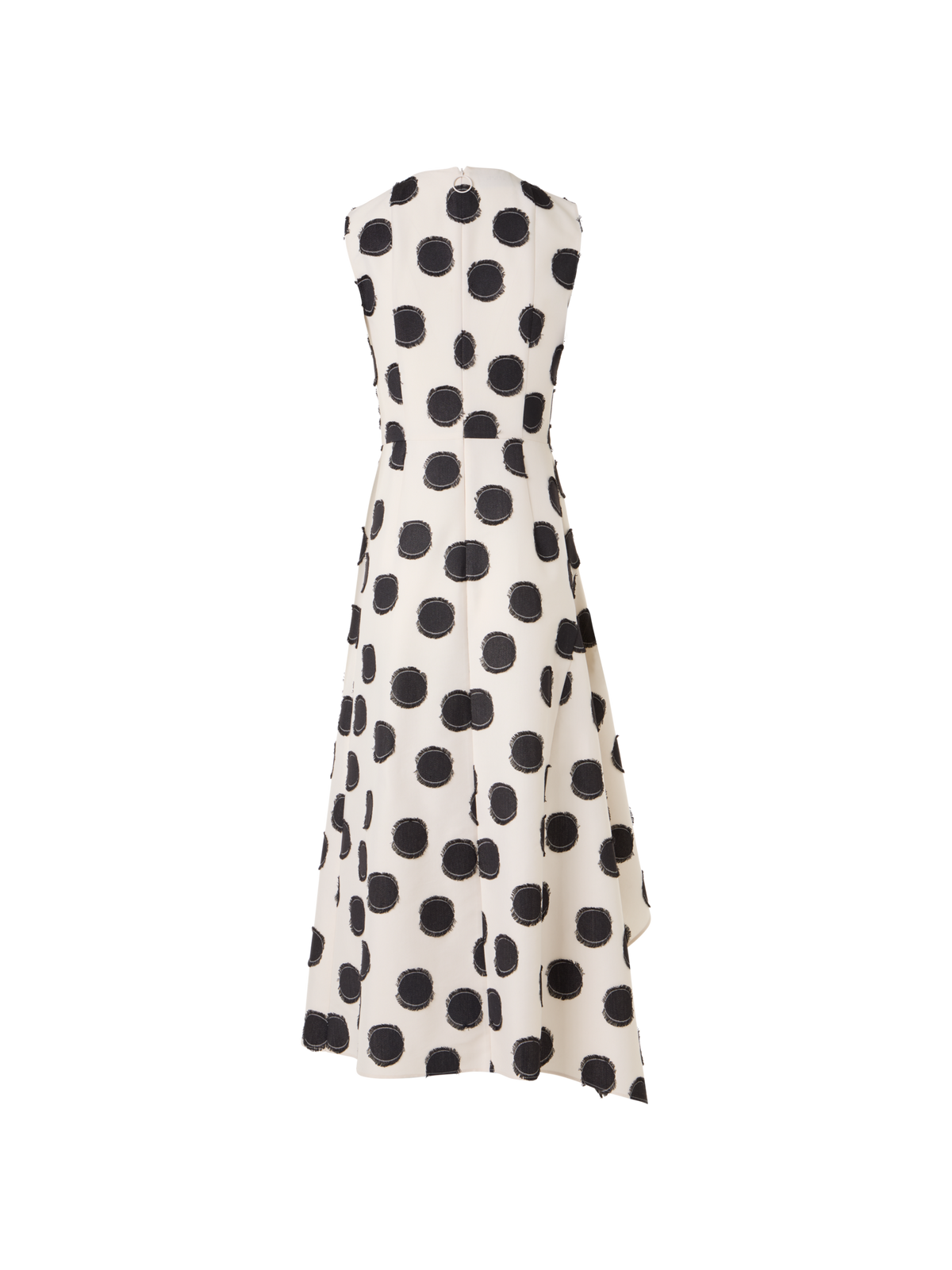 Designer Ärmelloses Midikleid aus fransigem Punkte-Jacquard - Weiss