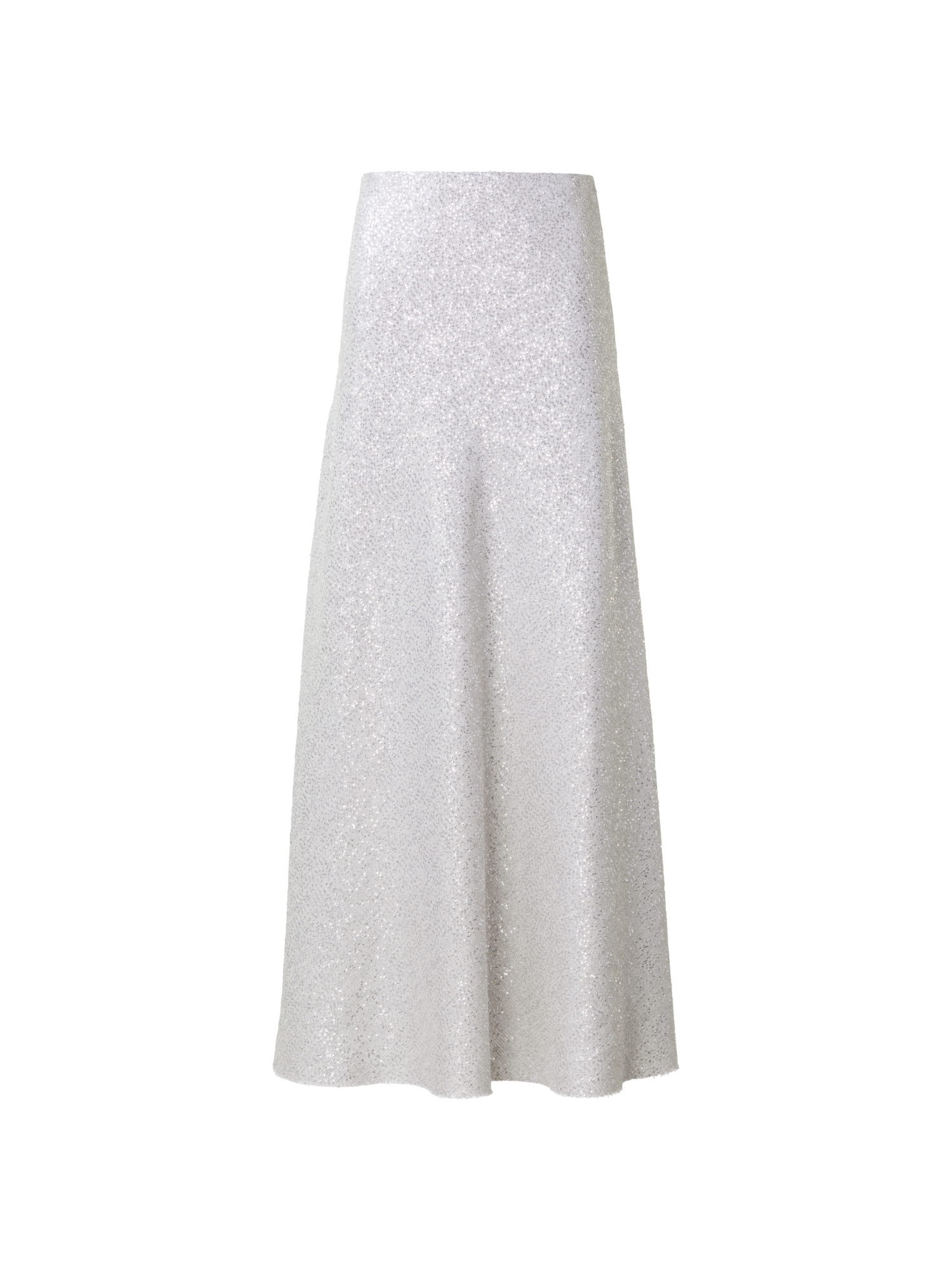 Designer Langer Rock aus Leinenmischung mit Pailletten - Grau