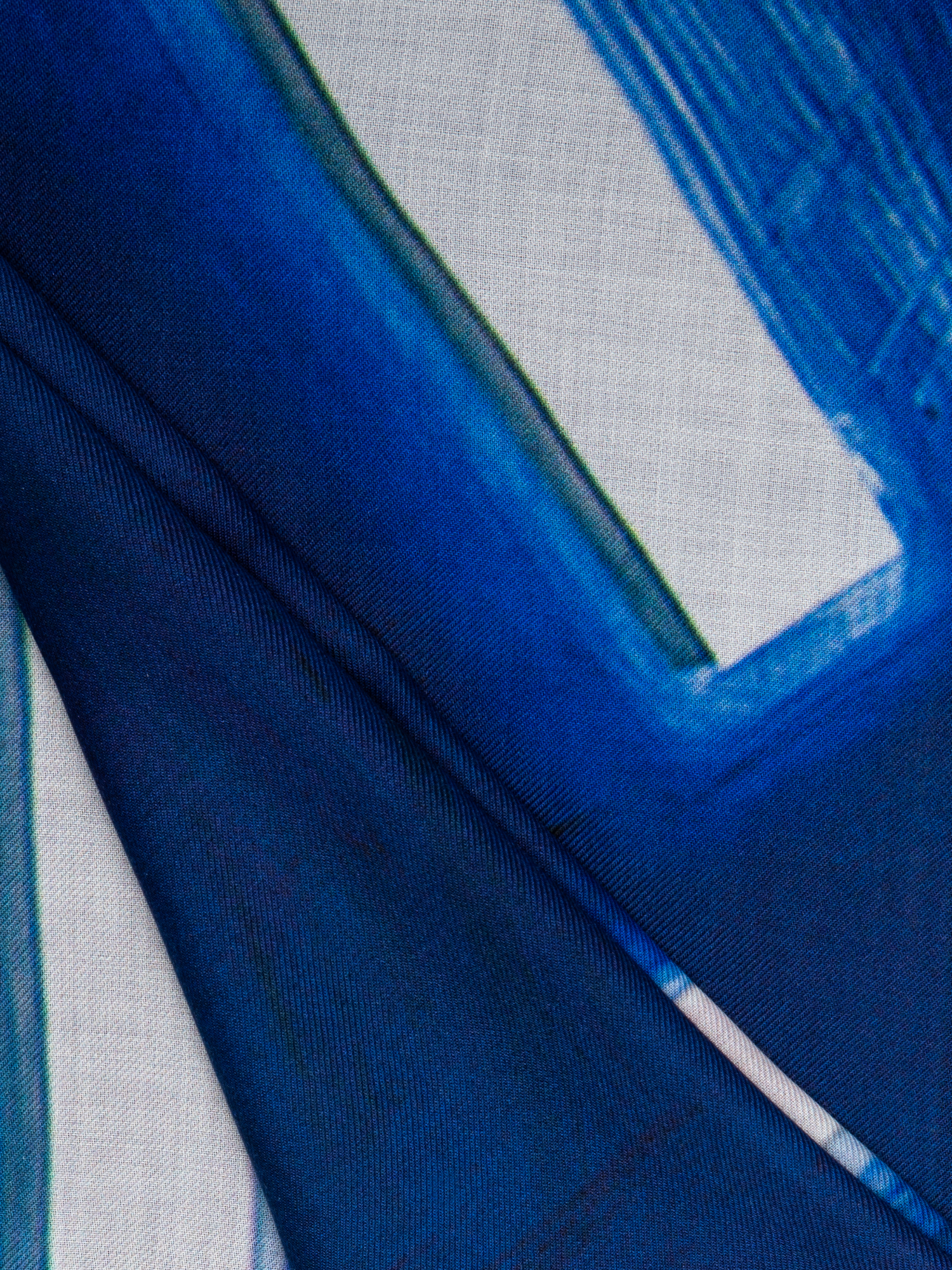 Designer Kaschmirseidenschal mit Blue Angel Druck - Blau - Bunt