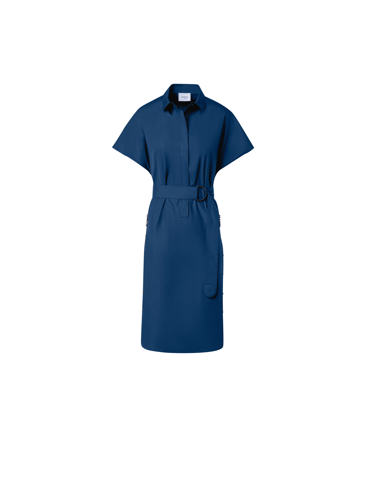 Designer Baumwoll-Blusenkleid mit Kimono-Ärmeln - Blau