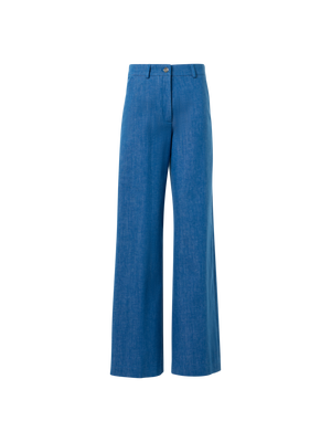 Designer Gerade geschnittene Jeanshose aus Baumwolldenim mit weitem Bein - Blau