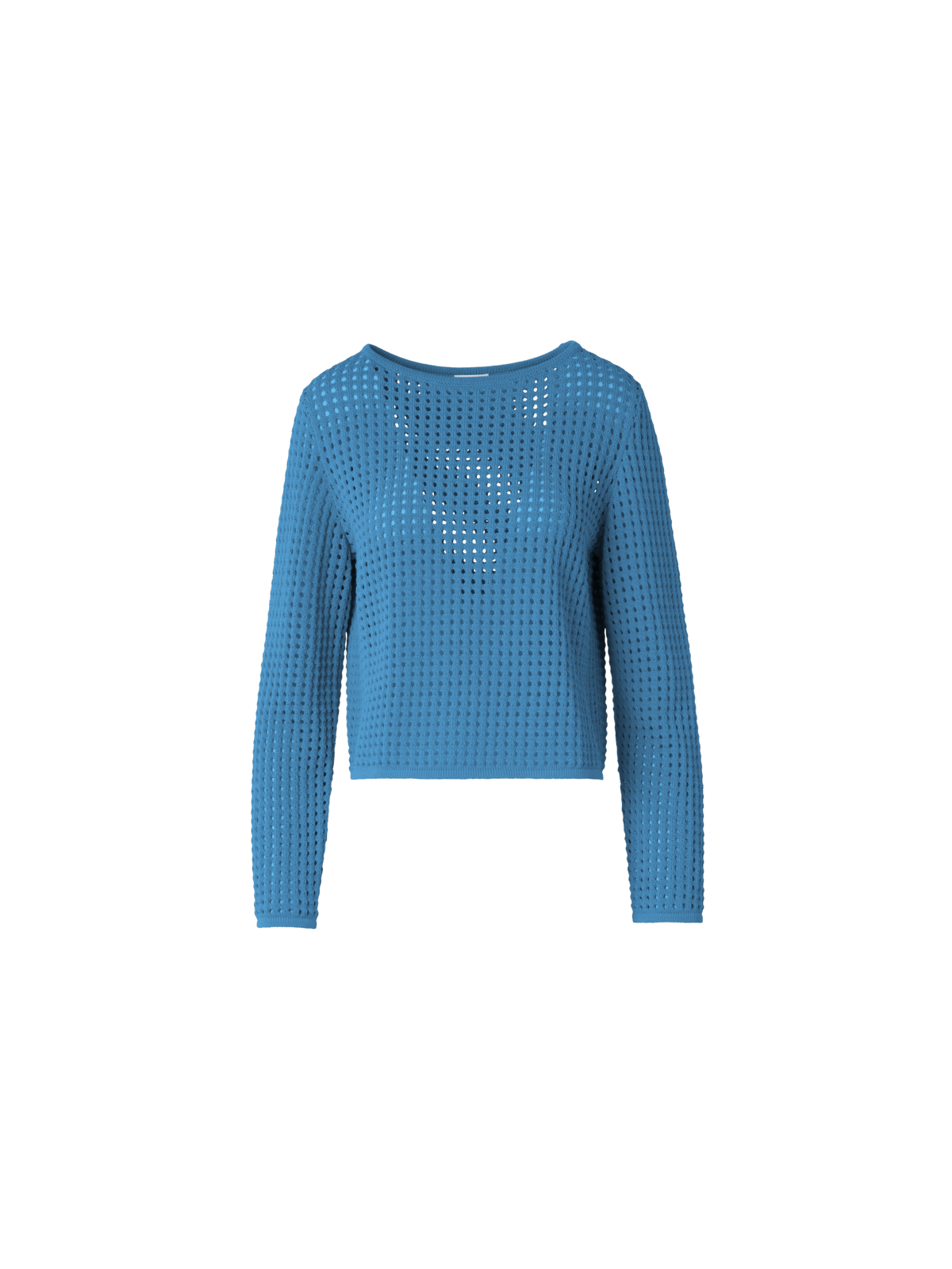 Designer Strickpullover aus grobem Baumwollmesh - Blau