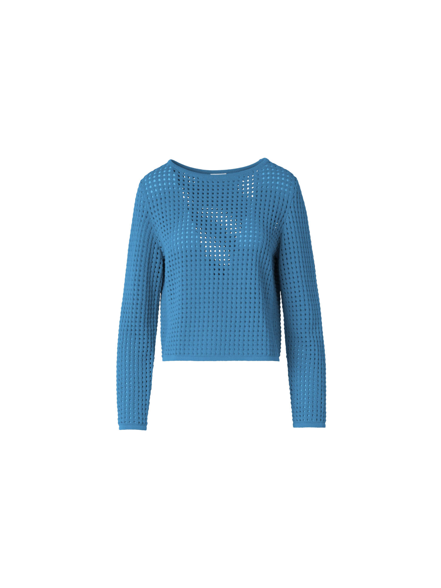 Designer Strickpullover aus grobem Baumwollmesh - Blau