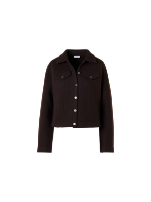 Designer Jacke im Denim-Stil aus Walkwolle - Braun