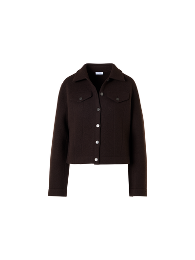 Designer Jacke im Denim-Stil aus Walkwolle - Braun