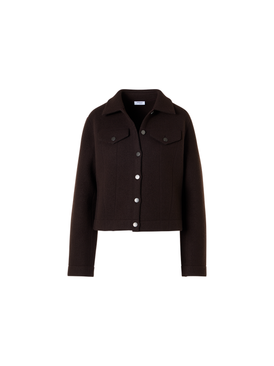 Designer Jacke im Denim-Stil aus Walkwolle - Braun