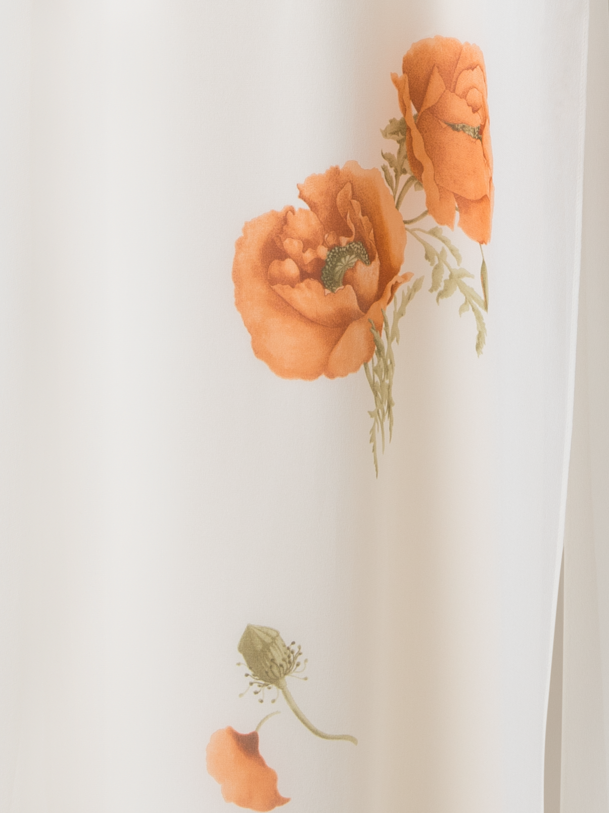 Designer Double-Layer-Seidenkleid mit Anemone Druck - Bunt - Ecru - Weiss