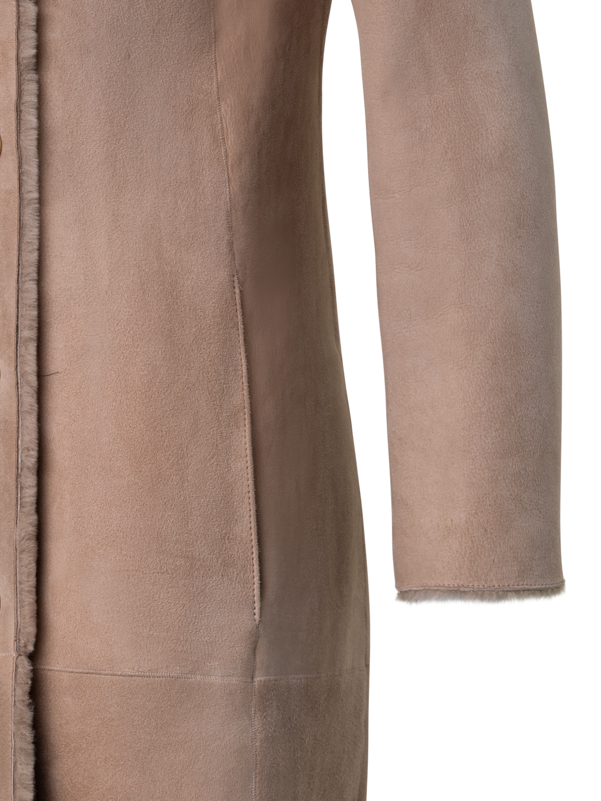 Designer Langer Shearling Ledermantel - Beige