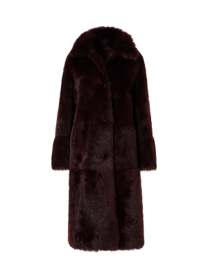 Designer Langer Oversize-Mantel aus Toscana-Shearling - Rot