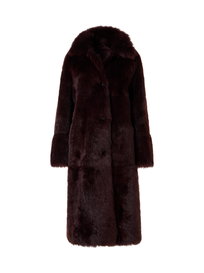 Designer Langer Oversize-Mantel aus Toscana-Shearling - Rot