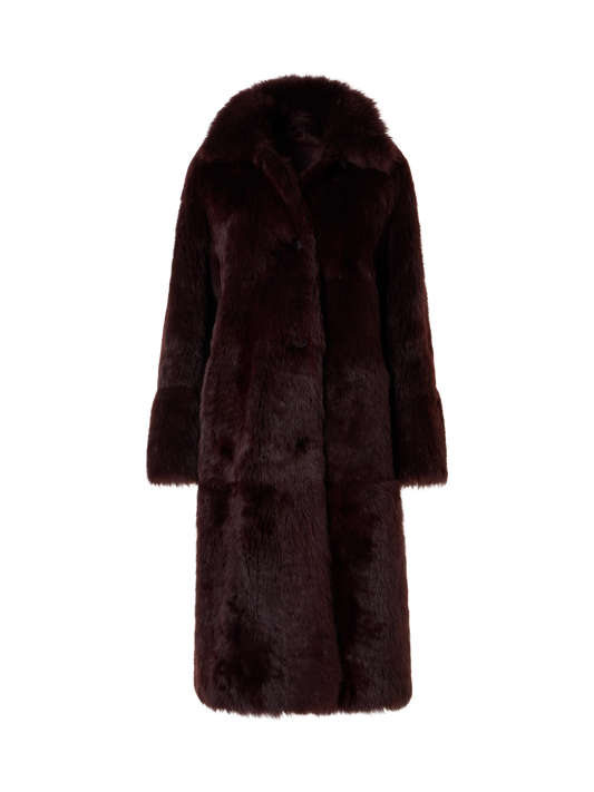 Designer Langer Oversize-Mantel aus Toscana-Shearling - Rot