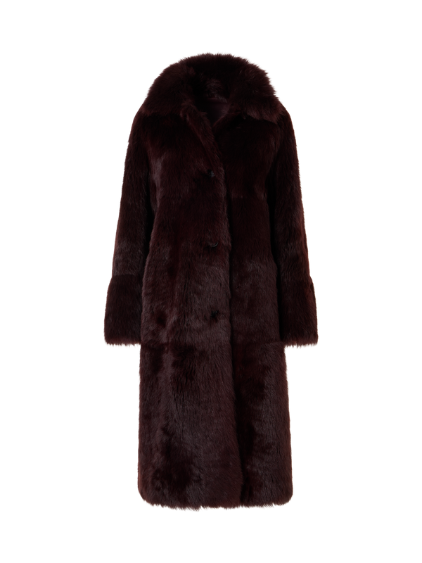 Designer Langer Oversize-Mantel aus Toscana-Shearling - Rot