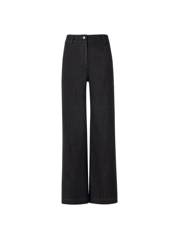 Designer Caia Straight-Leg Hose aus Hochstretch-Baumwoll-Denim - Schwarz