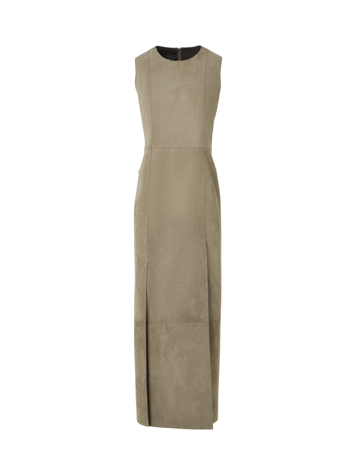 Designer Säulen-Midikleid aus Wildleder - Beige