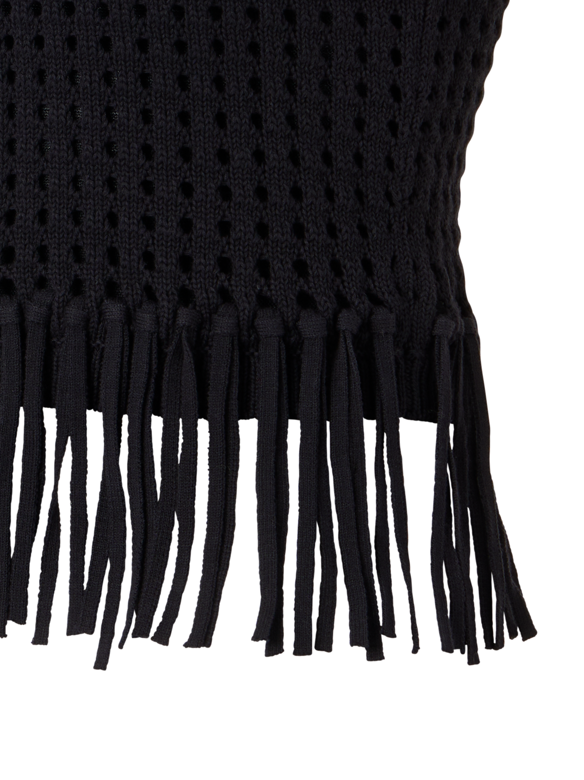 Designer Kurzes Stricktop aus grobem Baumwoll-Mesh - Schwarz