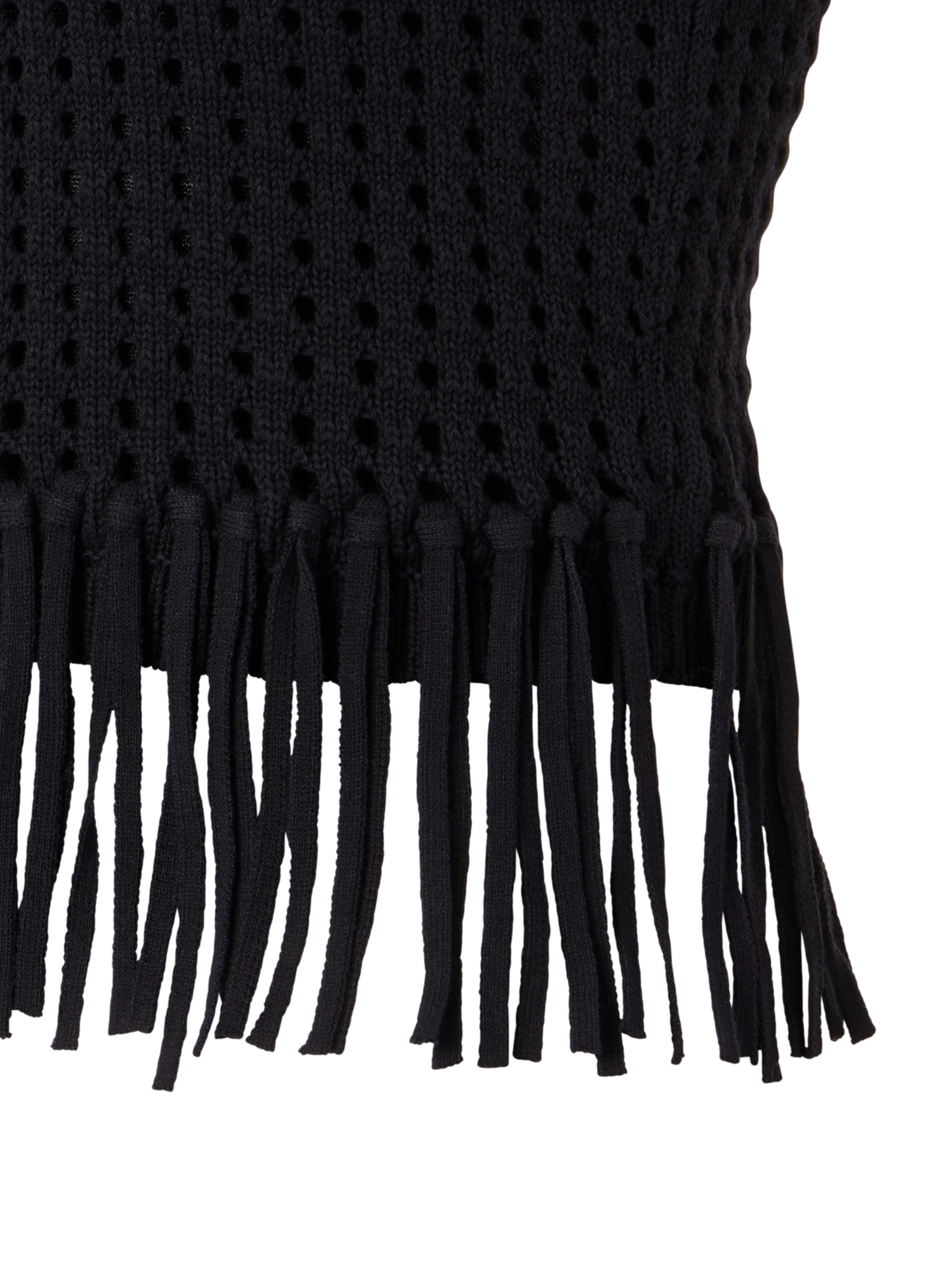 Designer Kurzes Stricktop aus grobem Baumwoll-Mesh - Schwarz