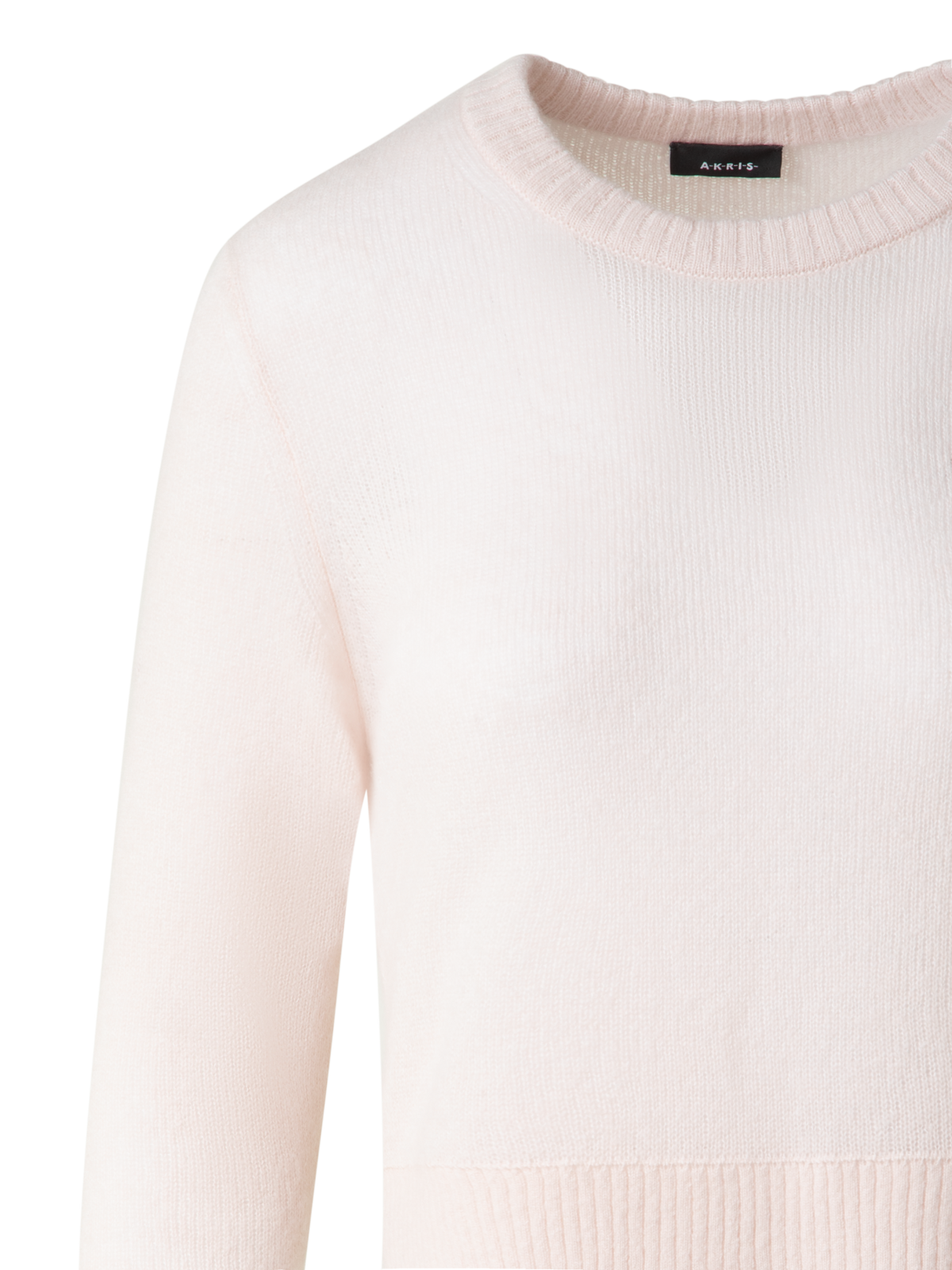 Designer Kaschmir-Seiden-Pullover mit verkürzten Ärmeln - Beige