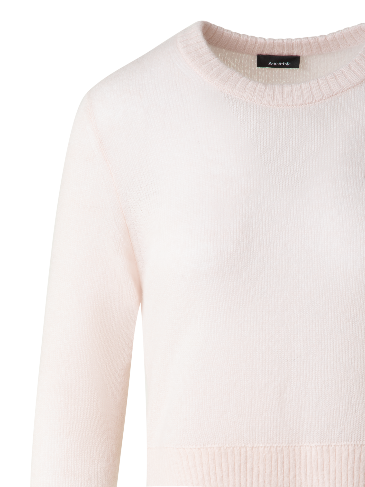 Designer Kaschmir-Seiden-Pullover mit verkürzten Ärmeln - Beige