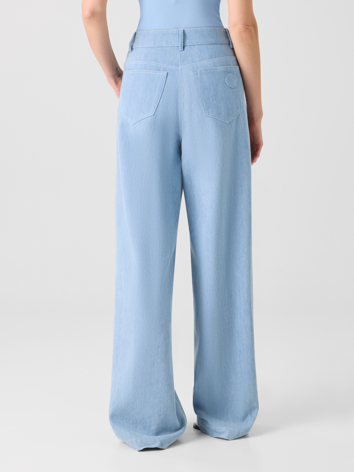 Designer Cooper Wide Leg Hose aus Stretch-Baumwolldenim - Blau