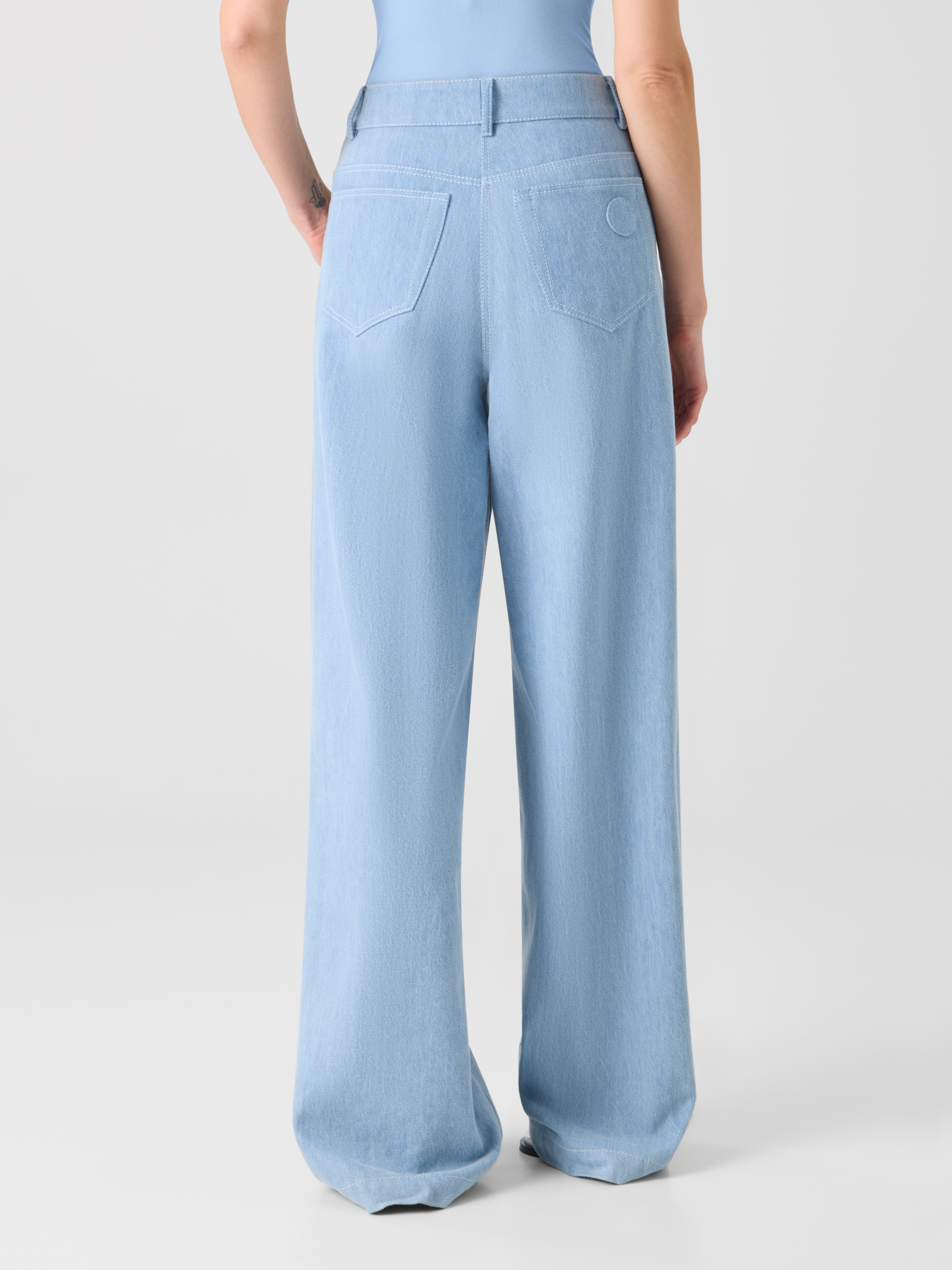 Designer Cooper Wide Leg Hose aus Stretch-Baumwolldenim - Blau