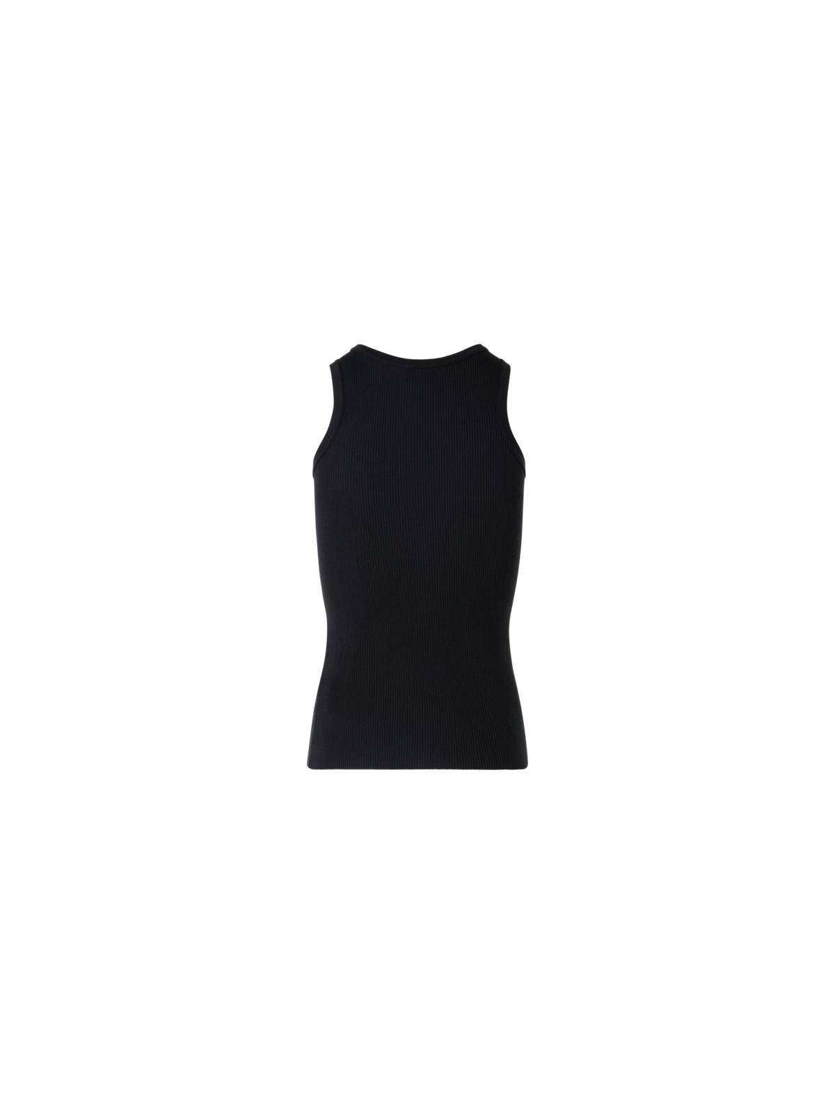 Designer Ärmelloses geripptes Seidenstrick-Top - Schwarz