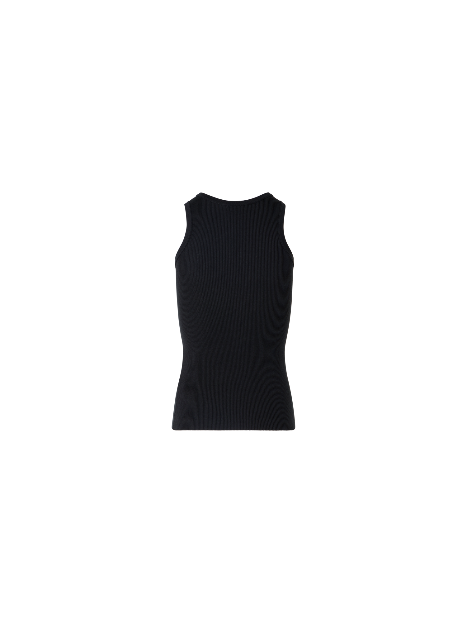 Designer Ärmelloses geripptes Seidenstrick-Top - Schwarz