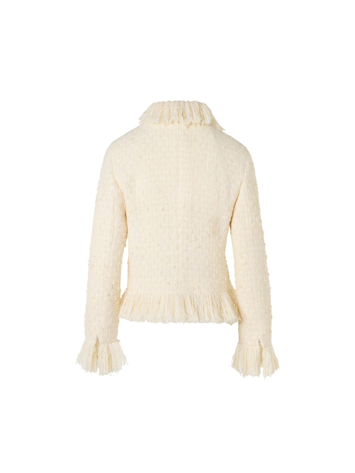 Designer Tweedjacke mit Fransenkanten - Ecru