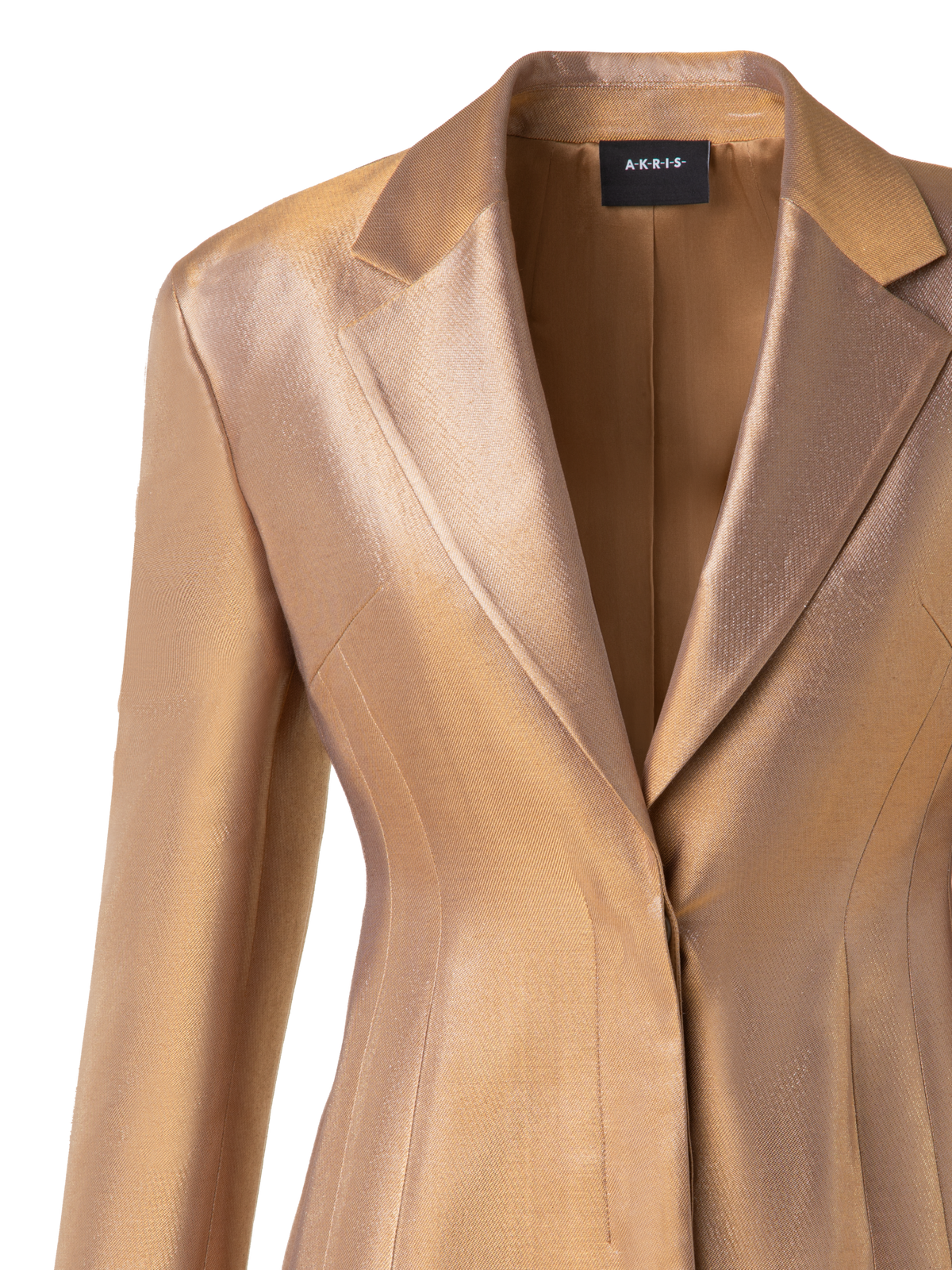 Designer Taillierte einreihige Jacke aus goldenem Lurex - Gold