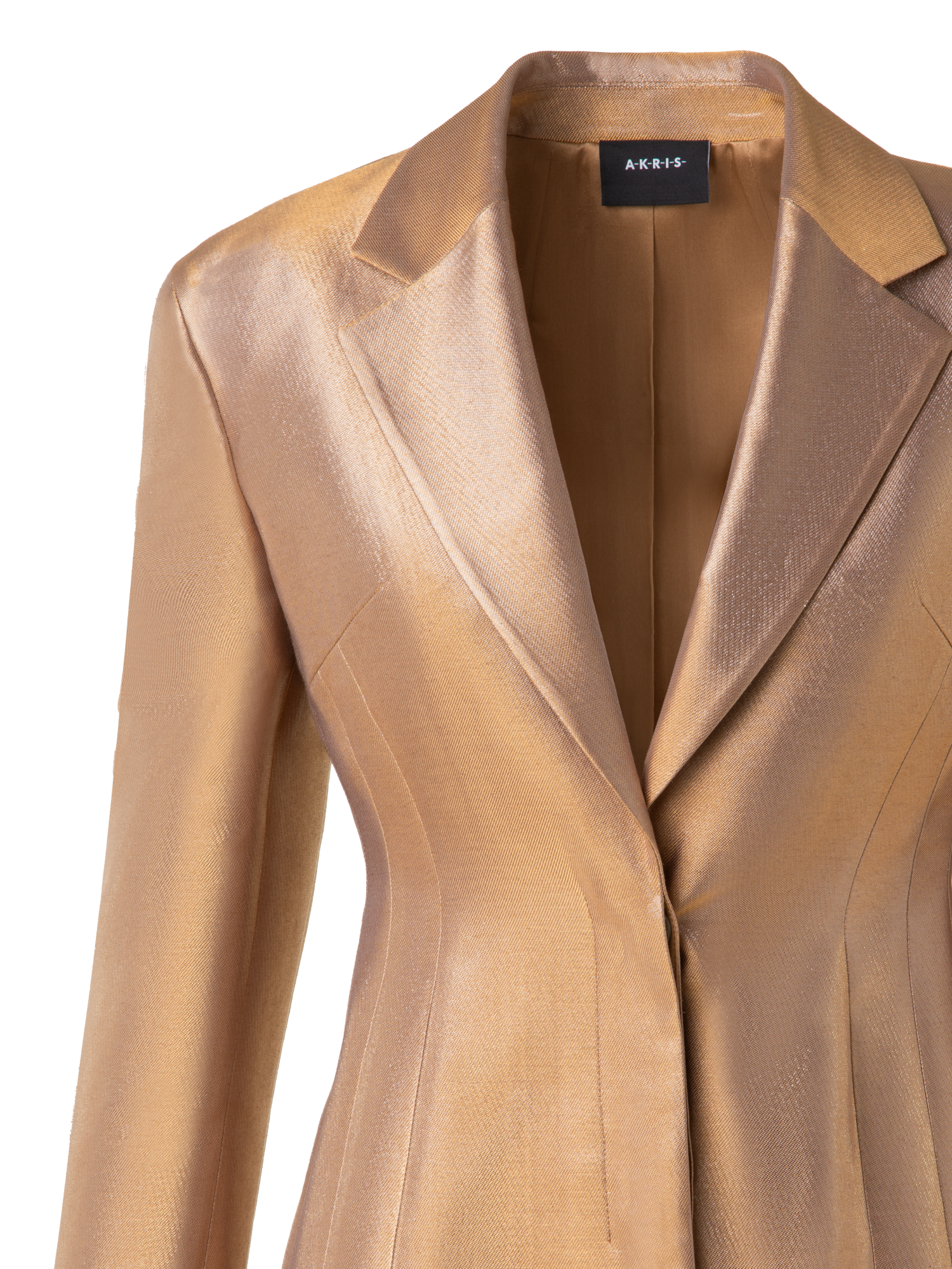 Designer Taillierte einreihige Jacke aus goldenem Lurex - Gold