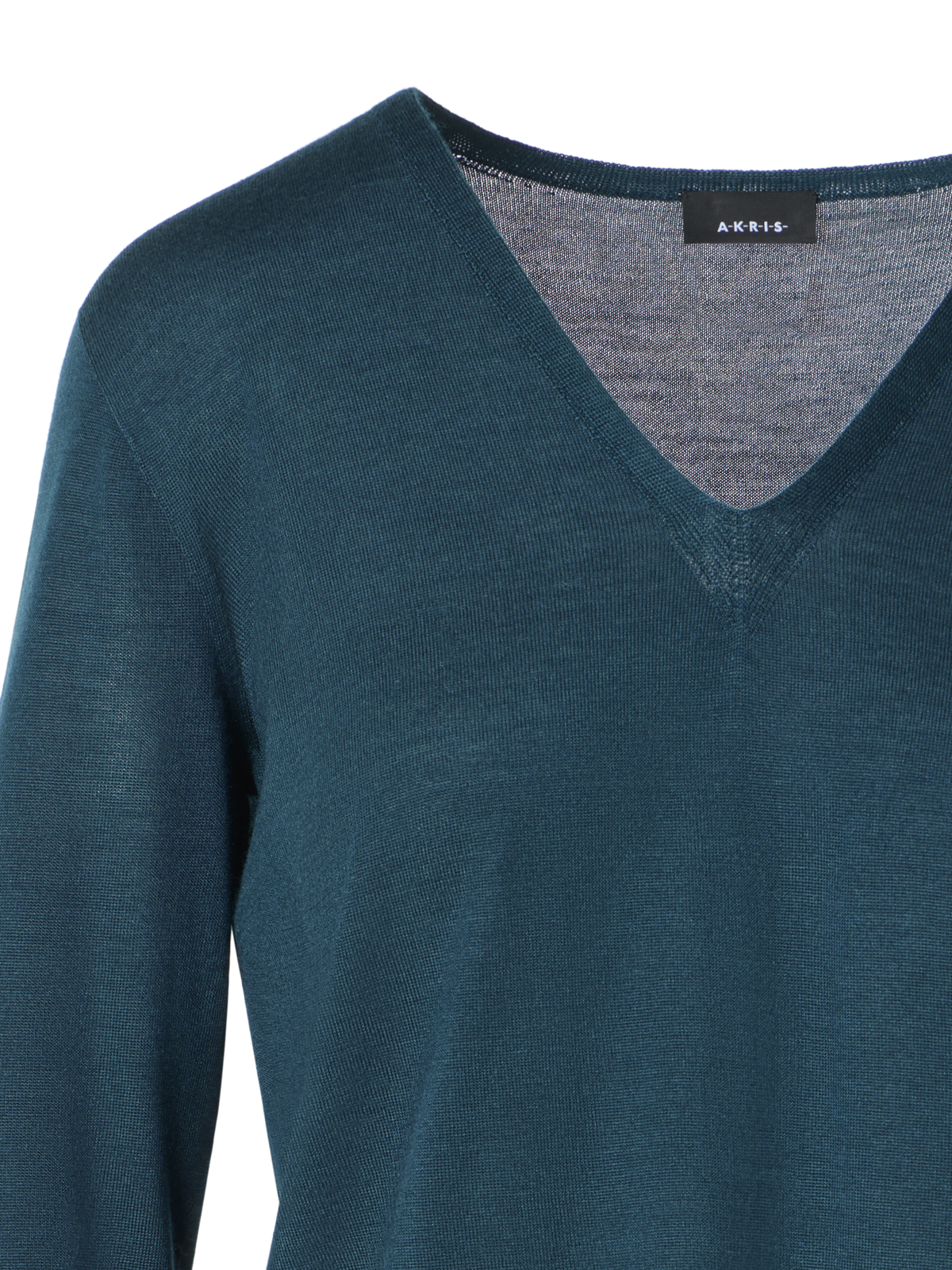 Designer Nahtloser V-Ausschnitt-Pullover aus Kaschmir-Seide - Grün