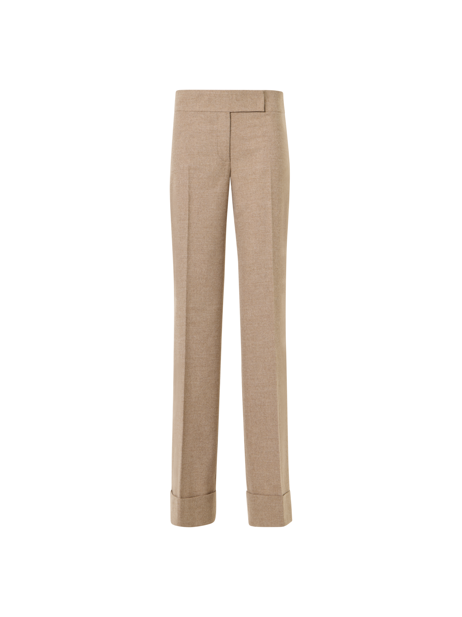 Designer Weite Flanellhose mit hohem Umschlag - Beige