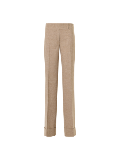 Designer Weite Flanellhose mit hohem Umschlag - Beige