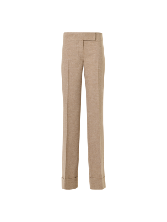 Designer Weite Flanellhose mit hohem Umschlag - Beige