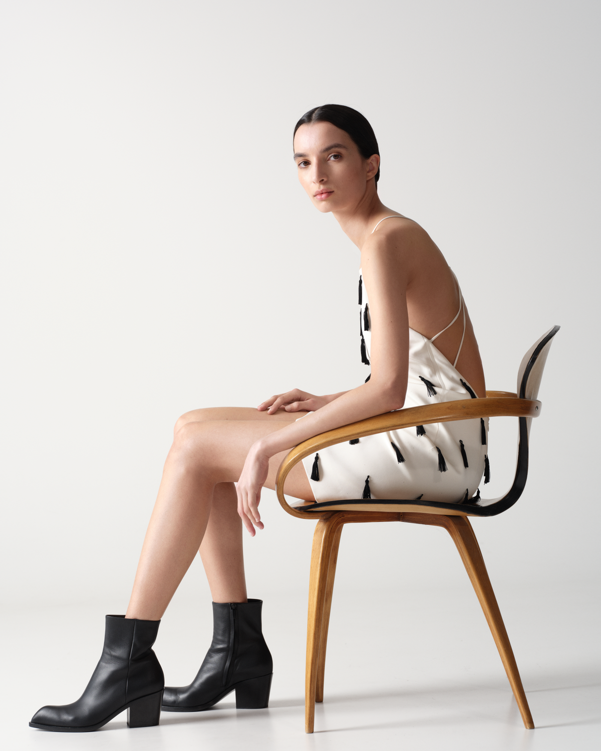 Designer Cocktailkleid mit Quasten - Bunt - Ecru - Weiss #editorial