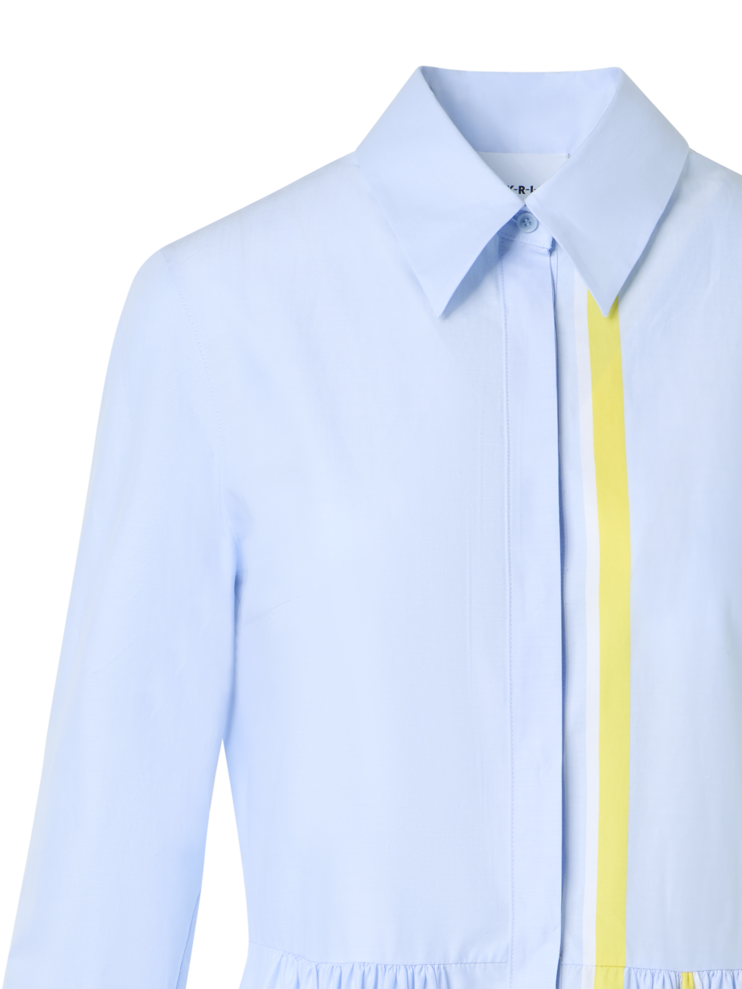 Designer Gestreiftes Midi-Hemdblusenkleid aus Baumwoll-Chambray - Blau - Bunt