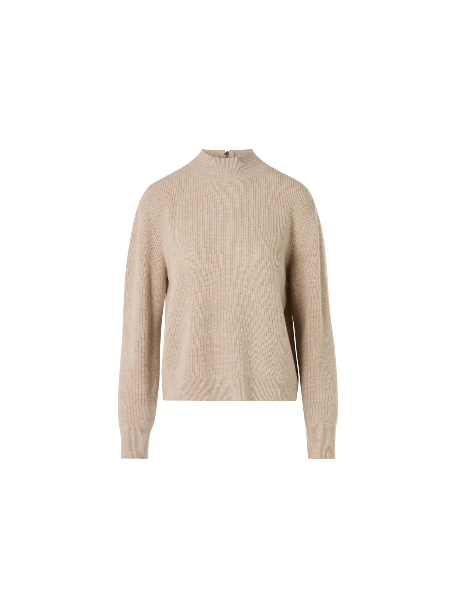Designer Wolle-Kaschmir Pullover mit Stehkragen - Beige