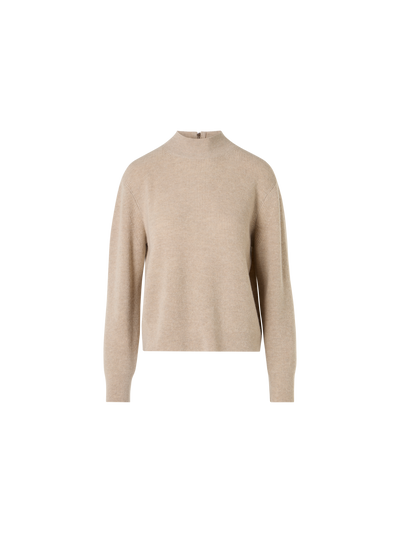 Designer Wolle-Kaschmir Pullover mit Stehkragen - Beige
