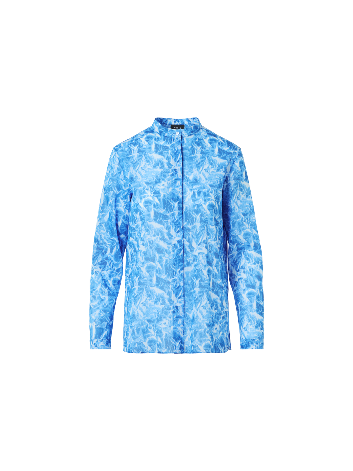 Designer Tunika-Bluse aus Baumwoll-Voile mit Whitecaps-Print - Blau