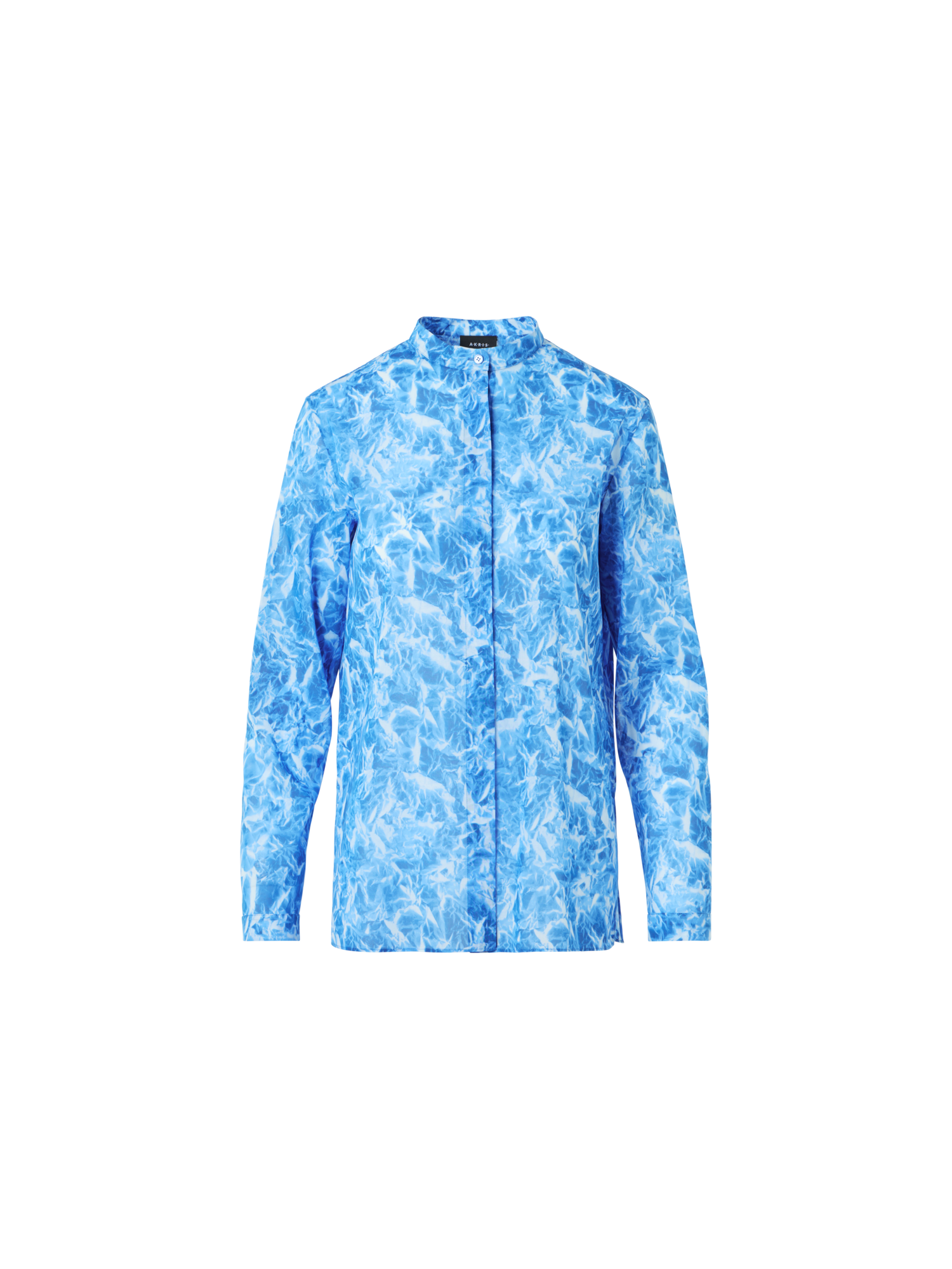 Designer Tunika-Bluse aus Baumwoll-Voile mit Whitecaps-Print - Blau