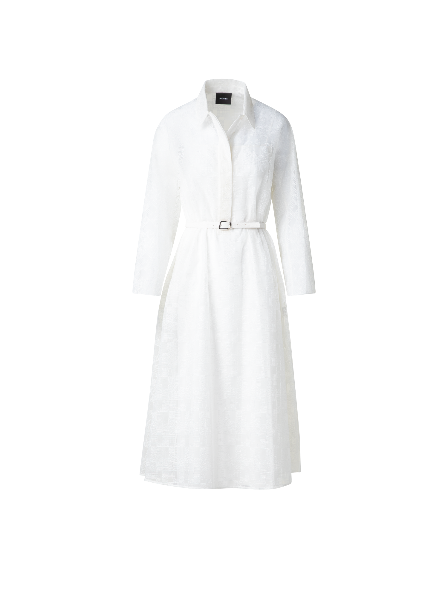 Designer Blusenkleid mit Lizzy-Grid-Stickerei - Ecru - Weiss