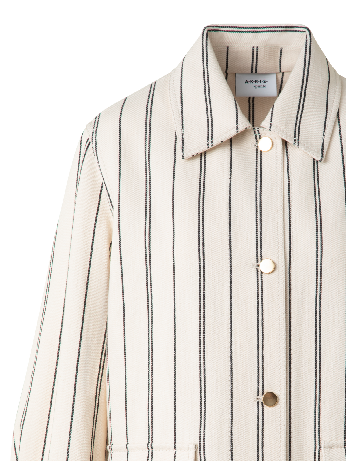 Designer Gestreifte Boyfriend-Denim-Jacke - Bunt - Ecru - Weiss