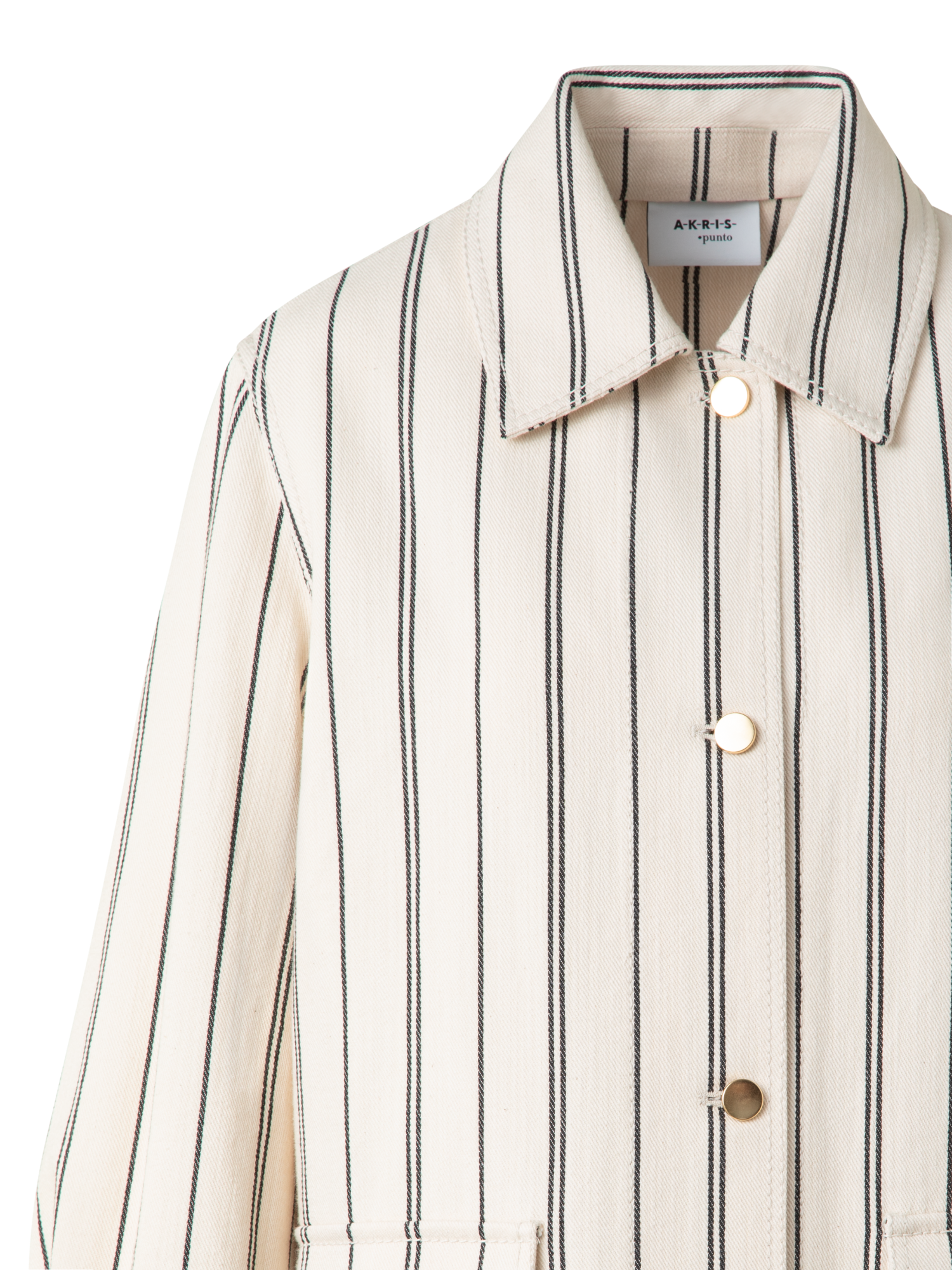 Designer Gestreifte Boyfriend-Denim-Jacke - Bunt - Ecru - Weiss